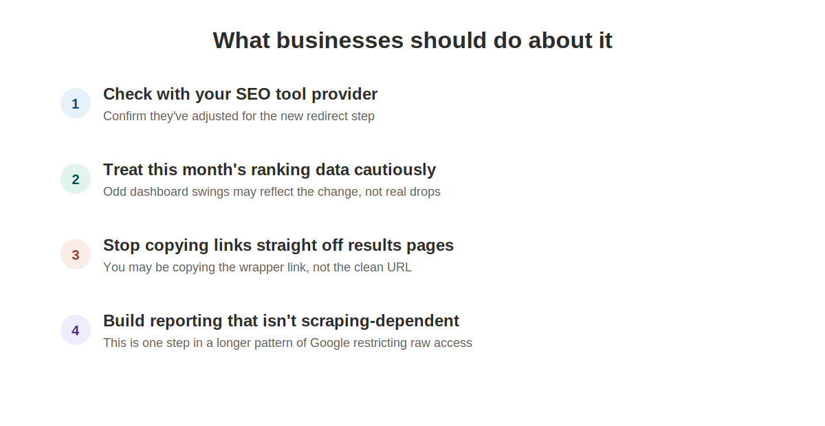 Checklist of what businesses should do about the Google goto redirect change